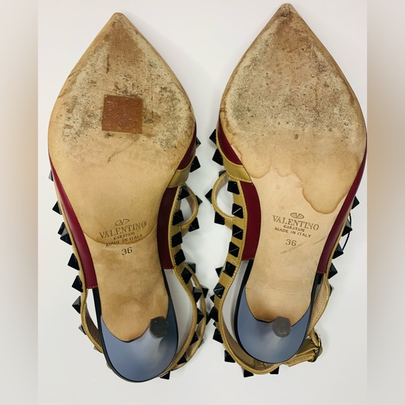 Valentino Garavani Lacquered Rockstud Leather Maroon/Red & Blue Pumps 36EU/6 US - Picture 8 of 16